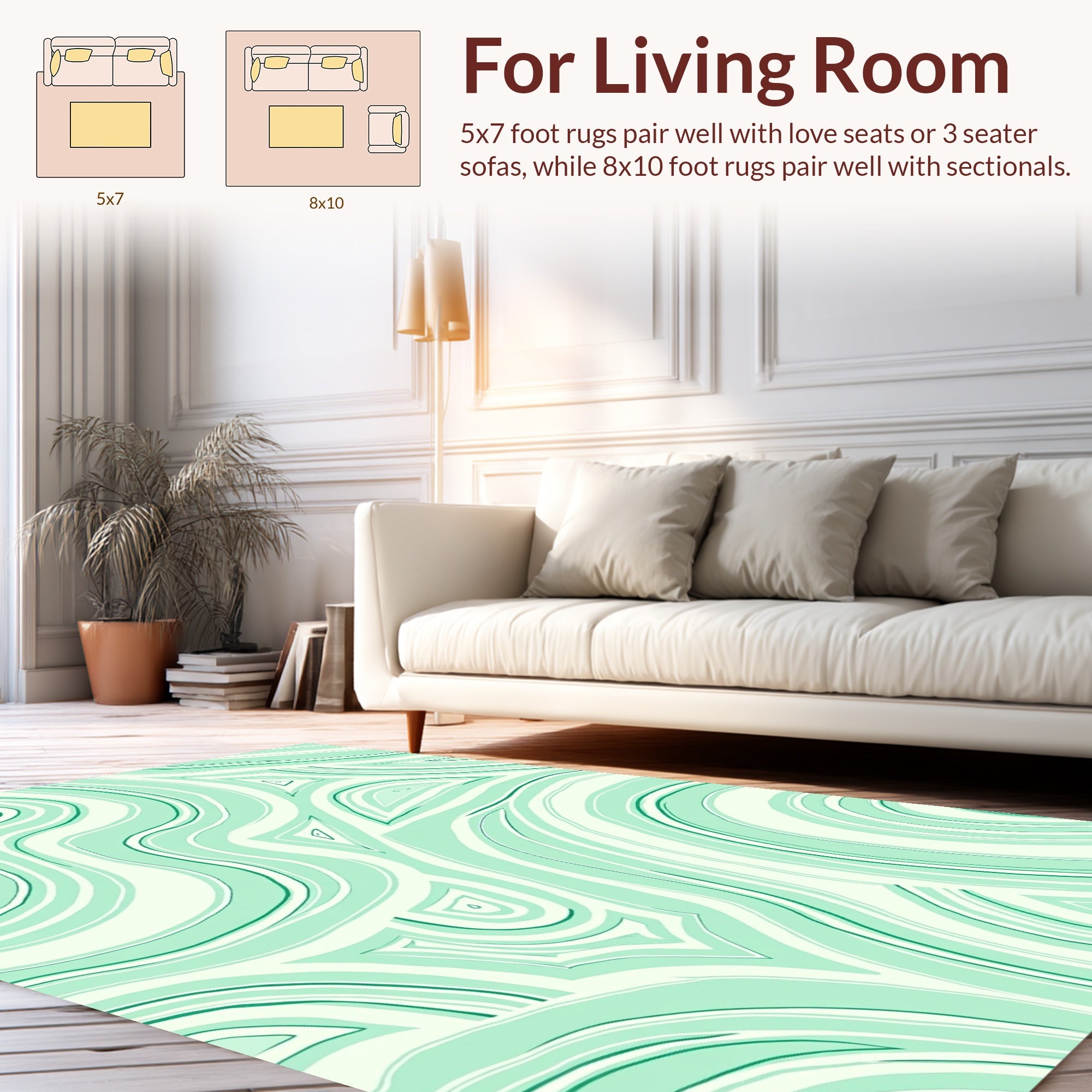 Aqua Swirls Organic Pattern Rug