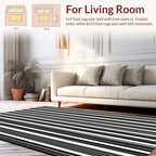 Bold Black White Stripe Pattern Rug
