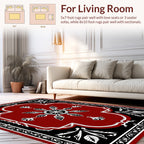 Elegant Red Black Floral medallion Design Rug