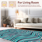 Aqua White Blue Wavy Lines Rug