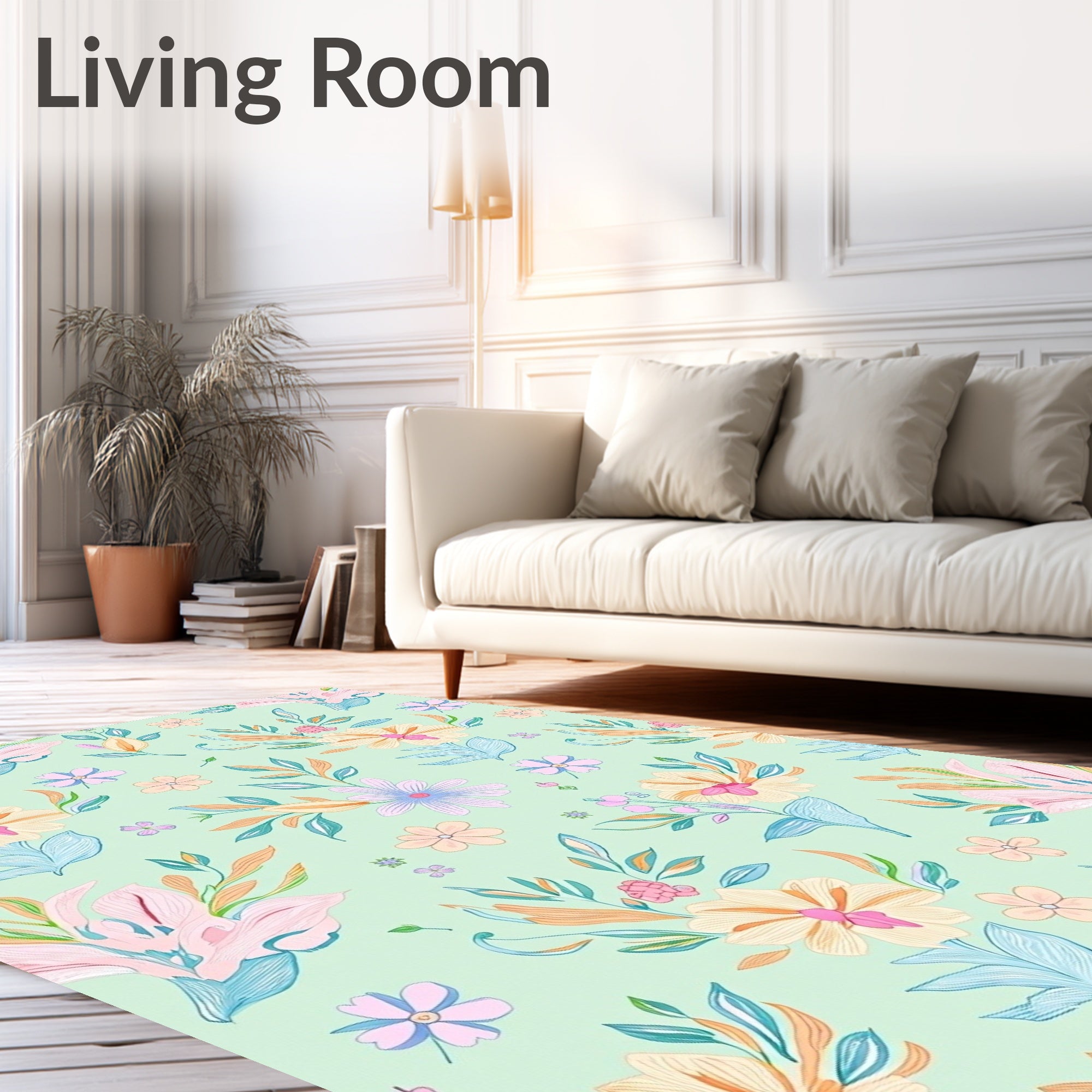 Whimsical Pastel Floral Bouquet Arrangement Rug