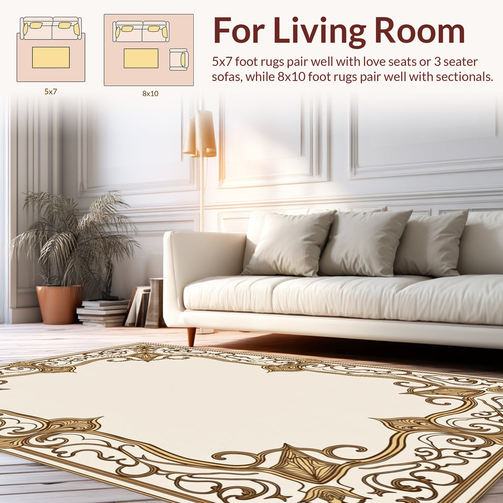 Art Nouveau Gold Scrollwork Pattern Rug