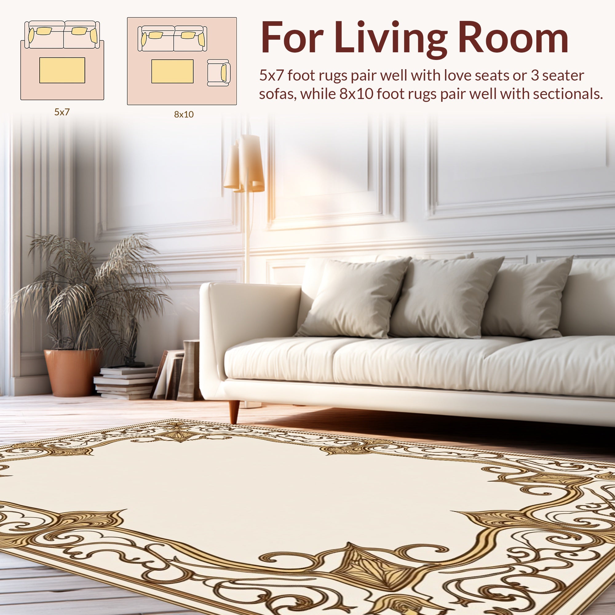 Art Nouveau Gold Scrollwork Pattern Rug