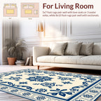Classic Blue Floral Medallion Rug