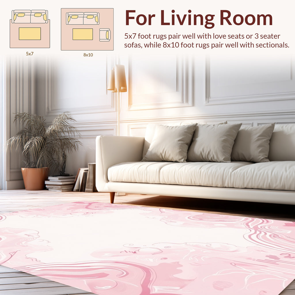 Abstract Pink Swirl Organic Design Rug
