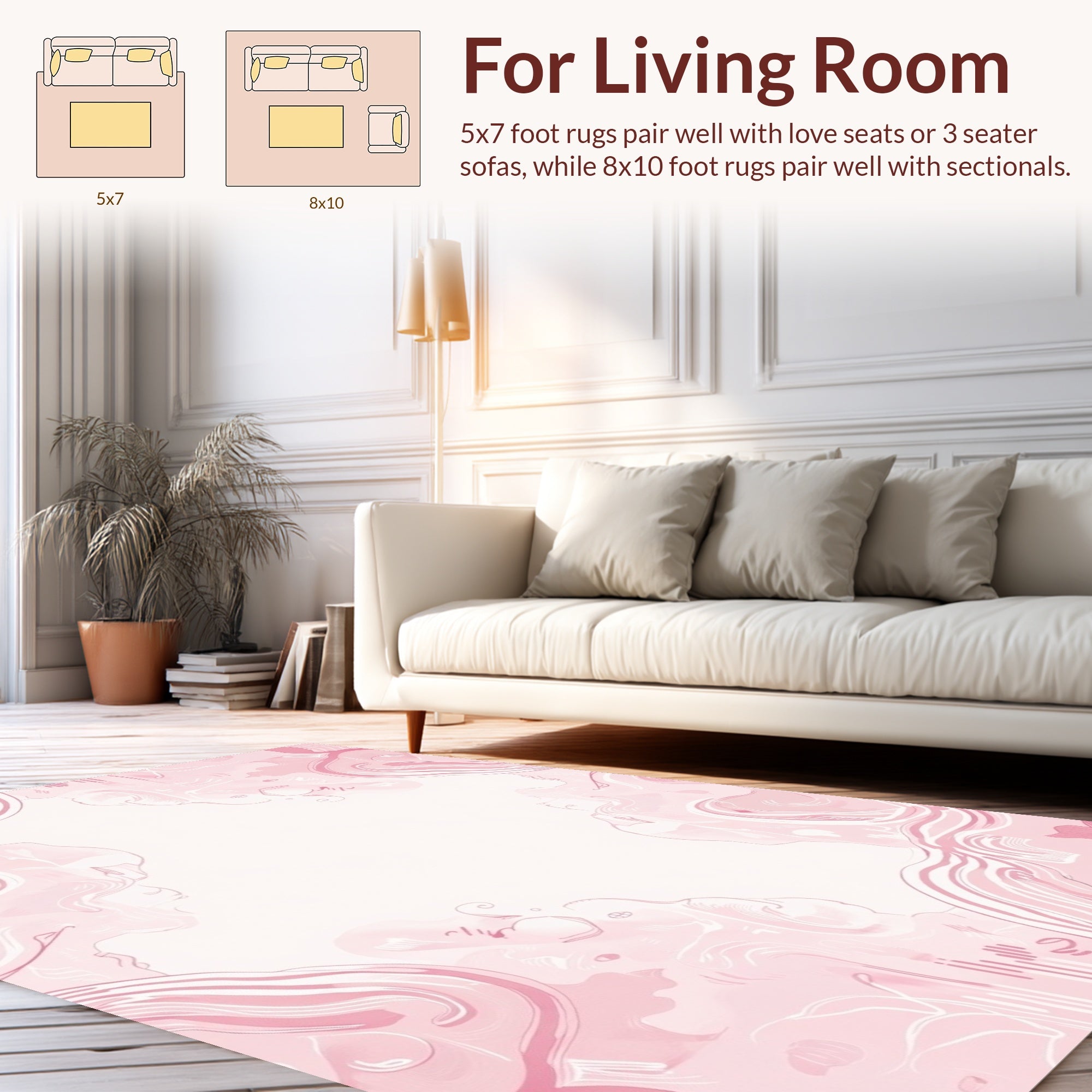 Abstract Pink Swirl Organic Design Rug