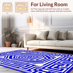 Bold Blue Maze Linear Design Rug
