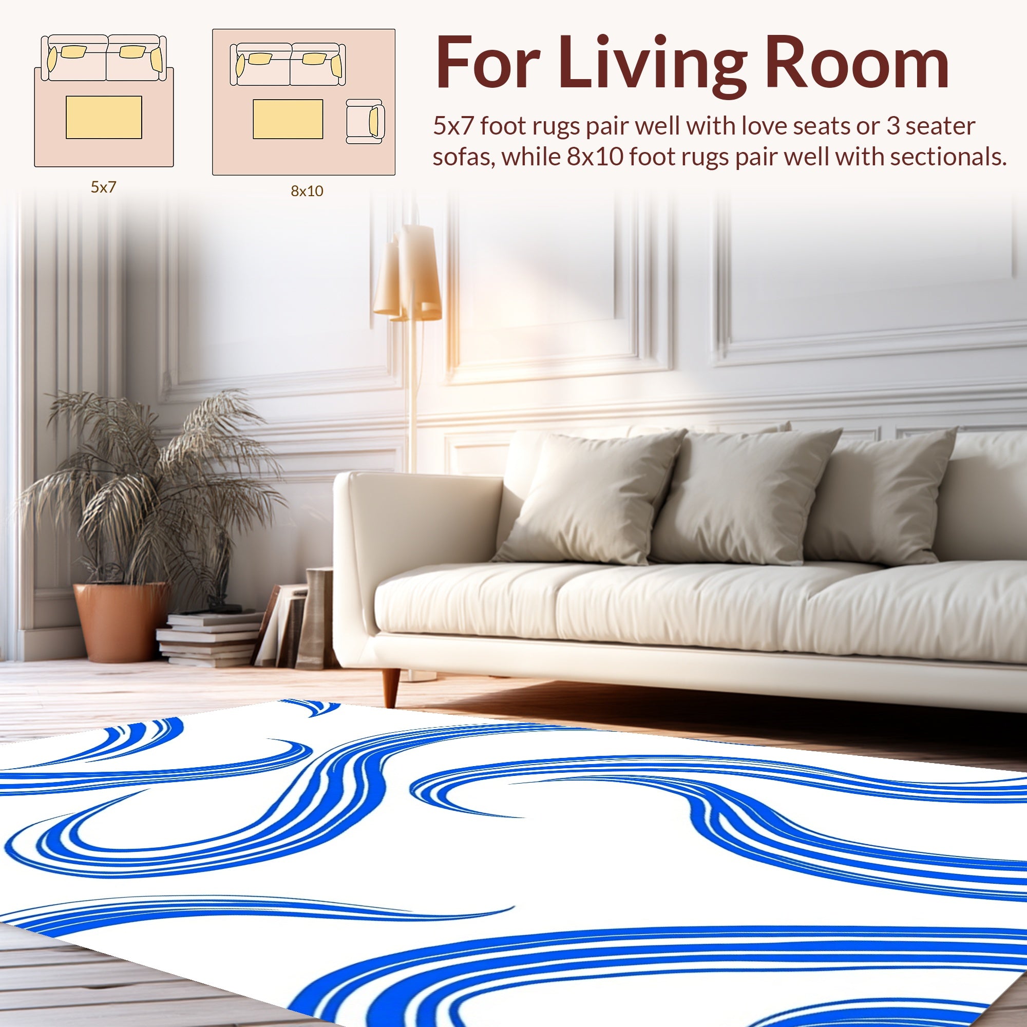 Azure Flowing Stripe Design Rug