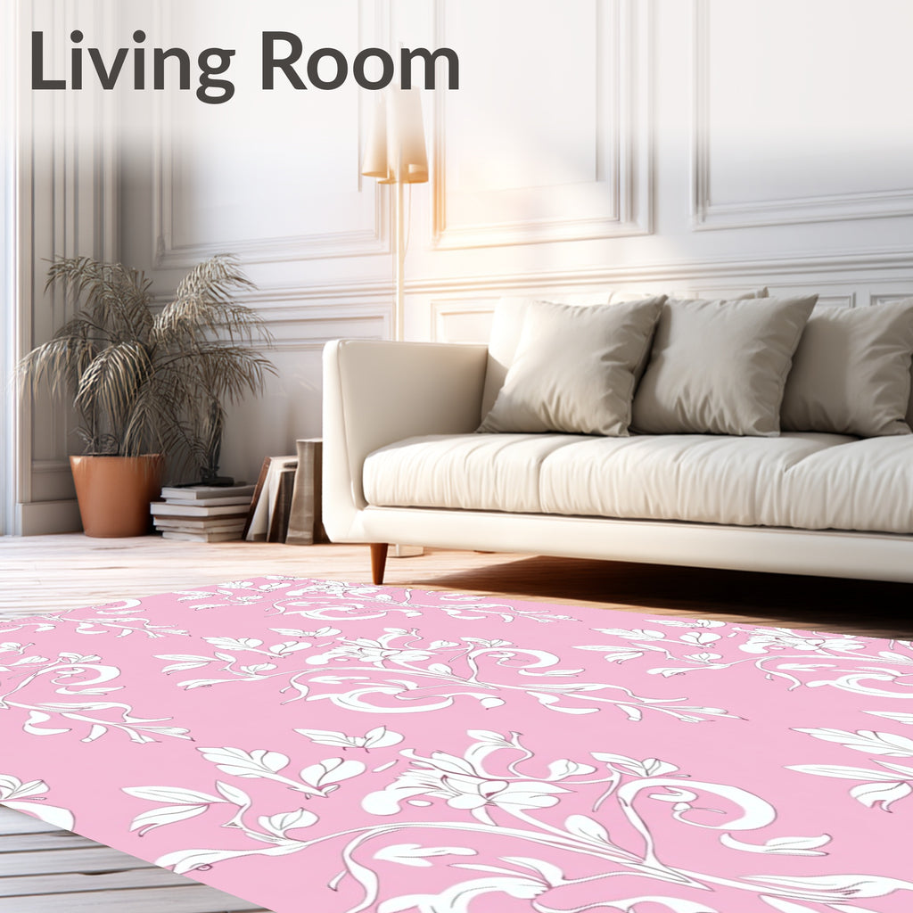 Lace Blossom Branches Pink Rug