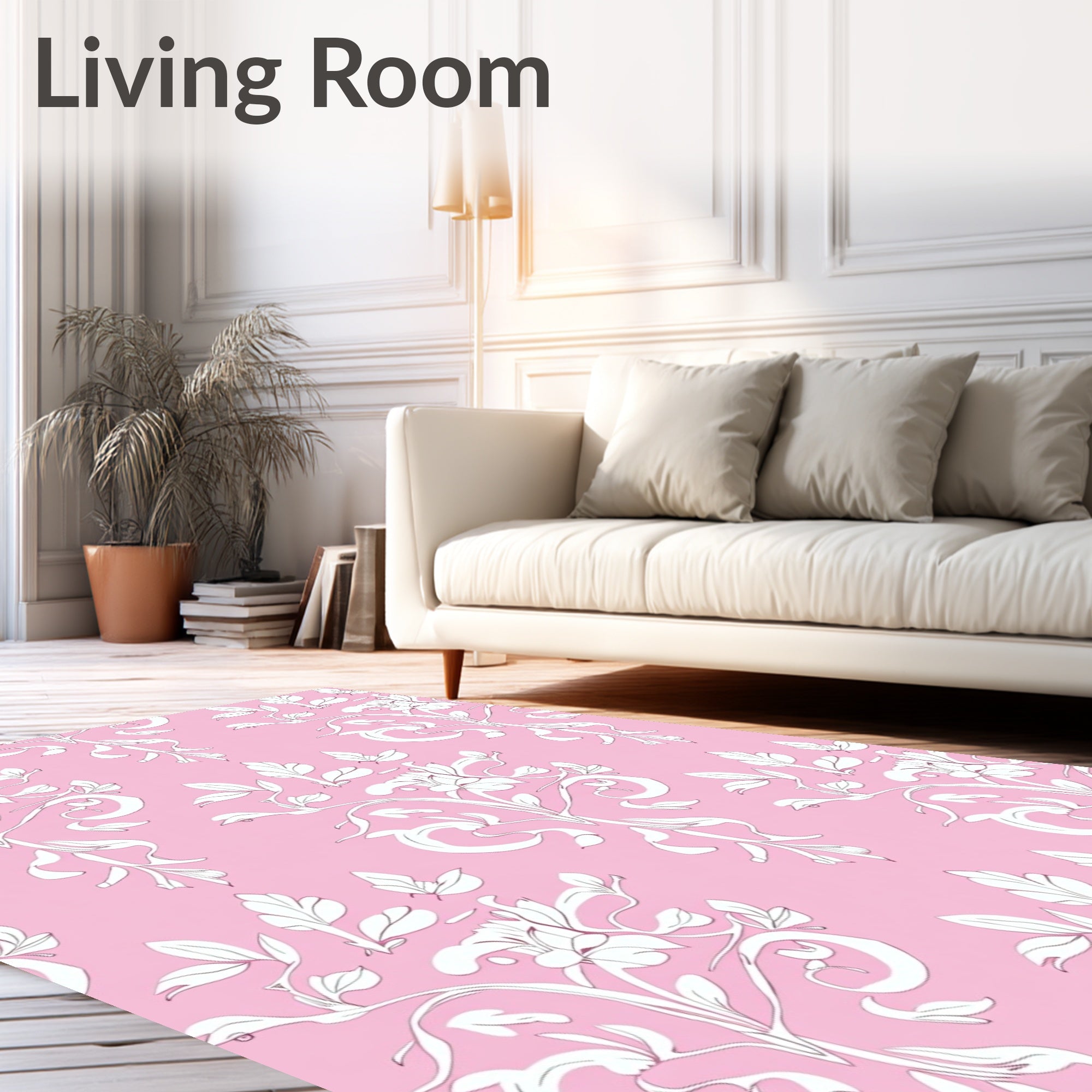 Lace Blossom Branches Pink Rug