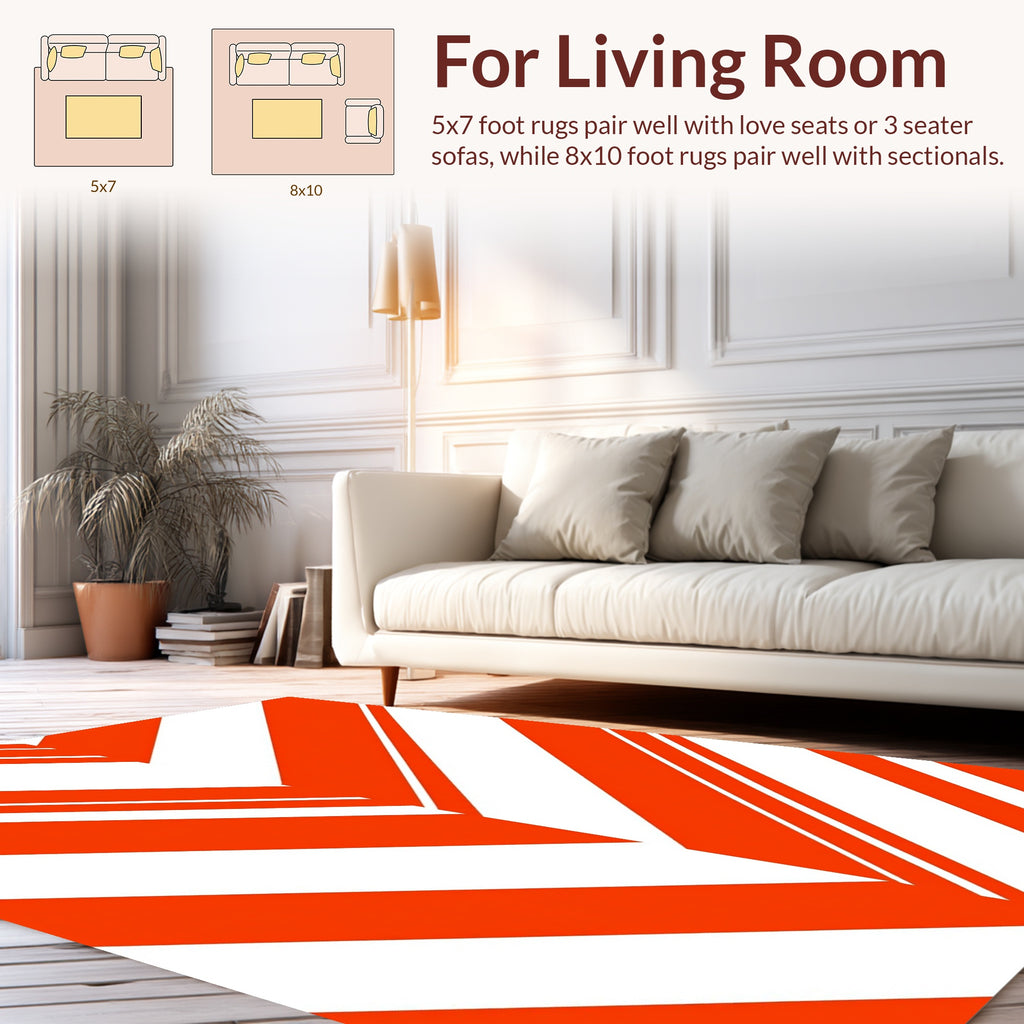 Bold Abstract Orange Stripe Design Rug
