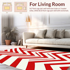 Bold Red White Chevron Design Rug