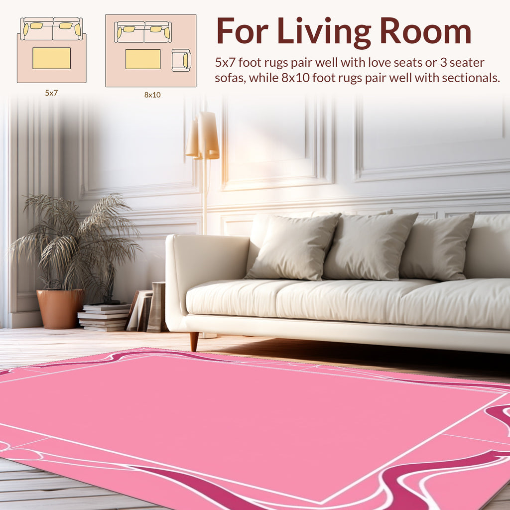 Pink Art Nouveau Floral Border Design Rug