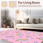 Whimsical Unicorn Rainbow Star Pattern Rug