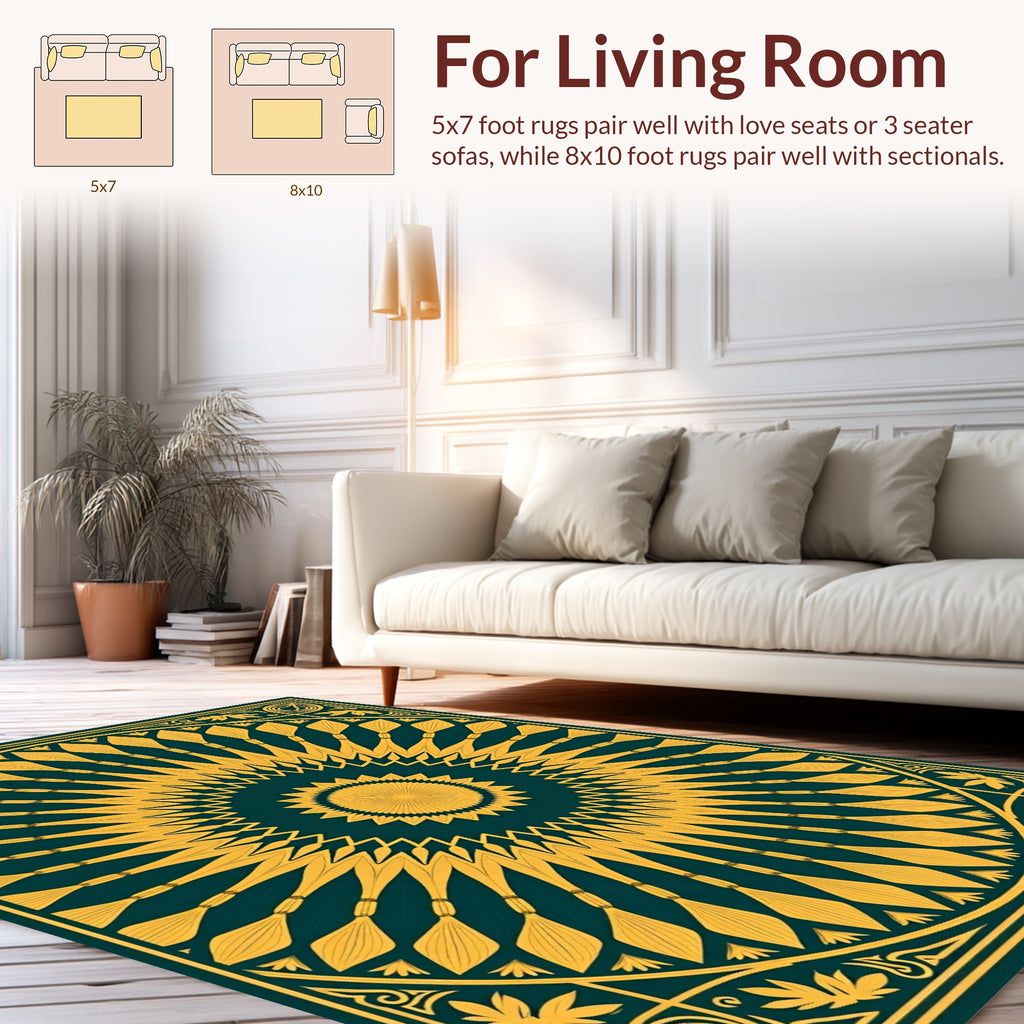 Radiant Sunburst Mandala Pattern Rug