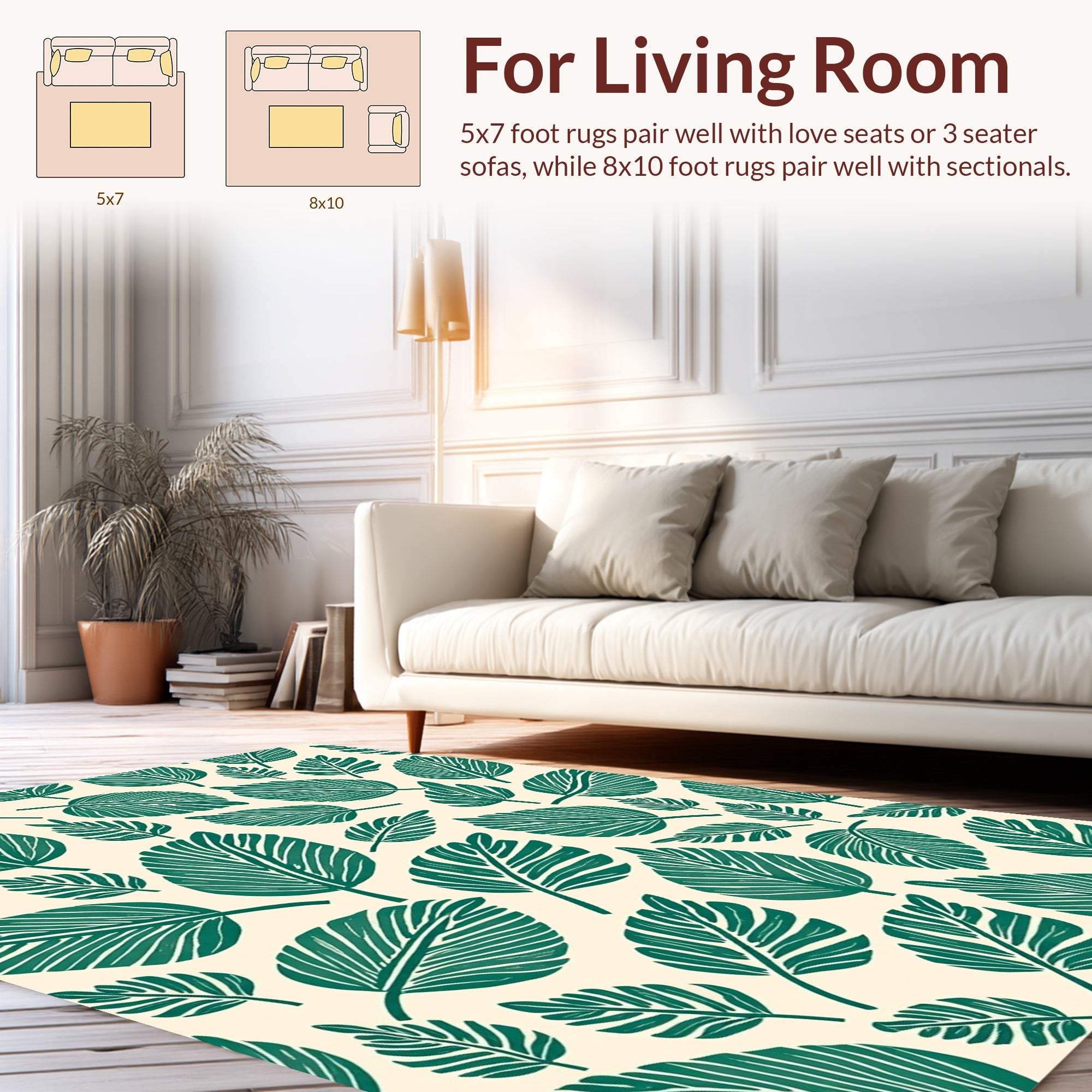 Green Leaf Pattern Design Rug