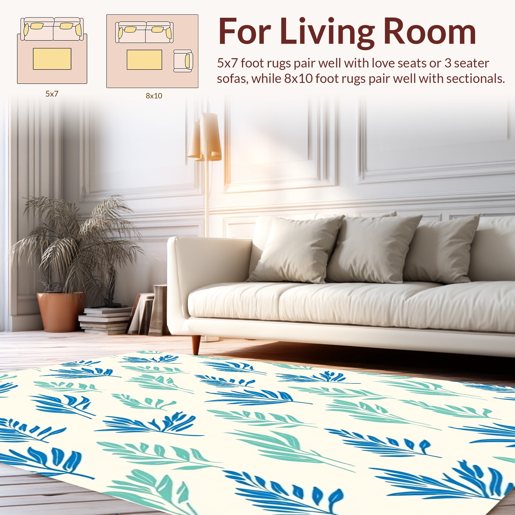 Tropical Leaf Pattern Rug