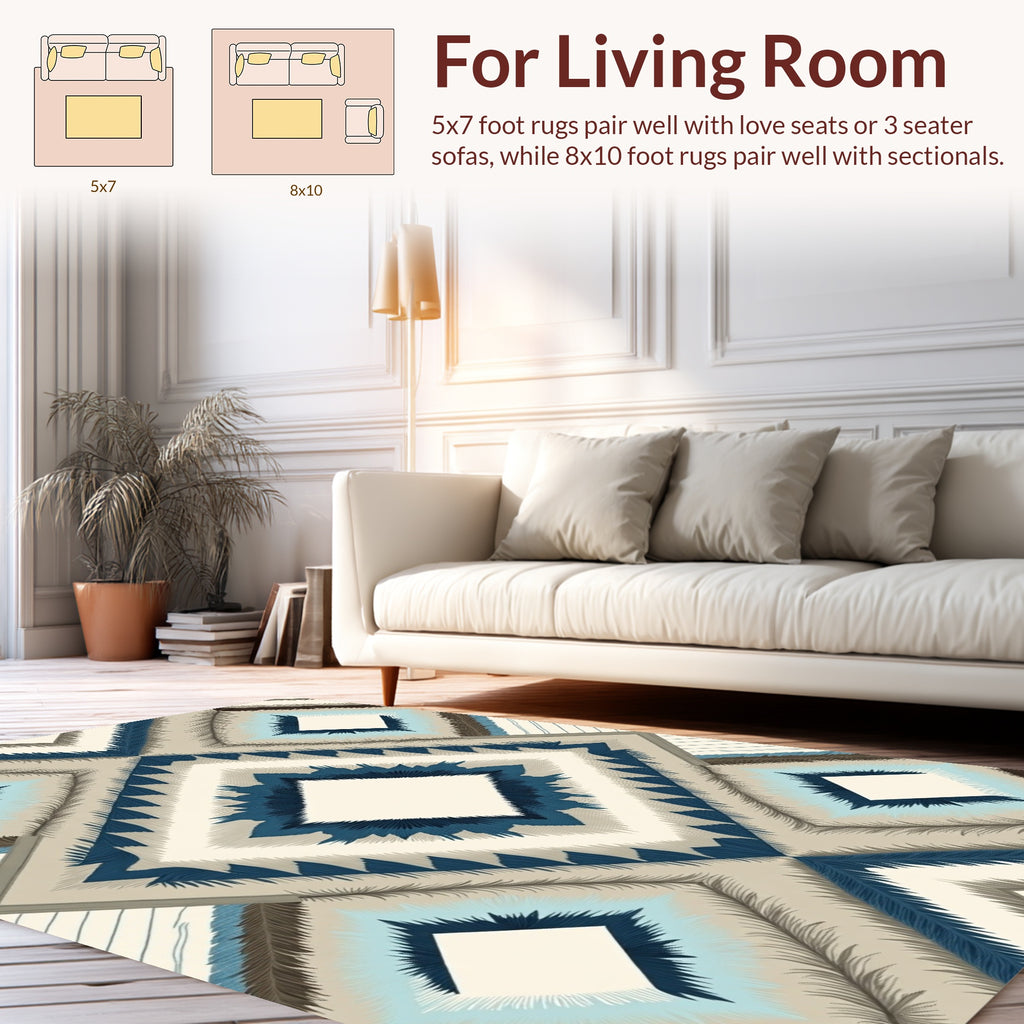 Navajo Inspired Diamond Pattern Art Rug
