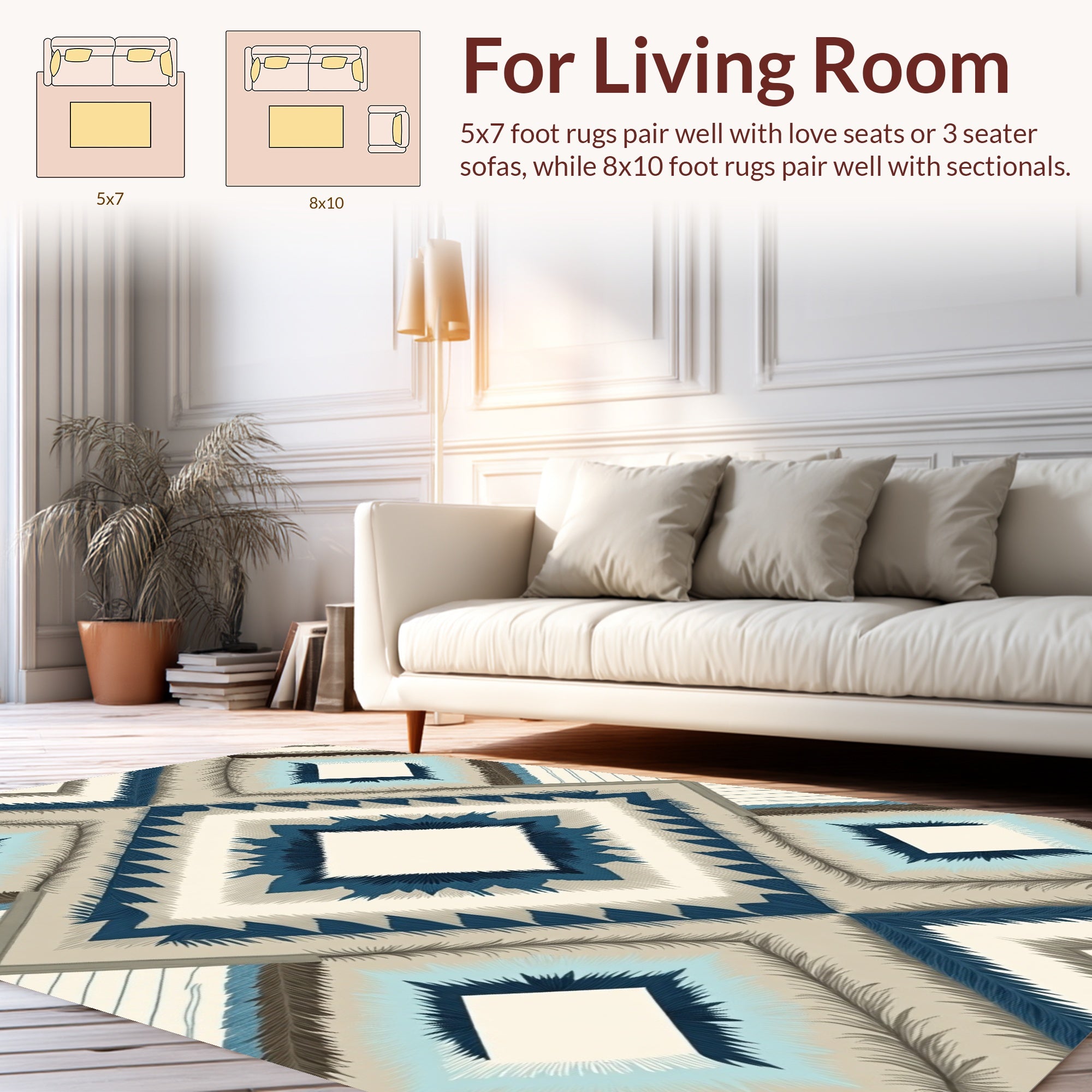 Navajo Inspired Diamond Pattern Art Rug