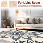 Dark Gray And White Mandala Pattern Rug