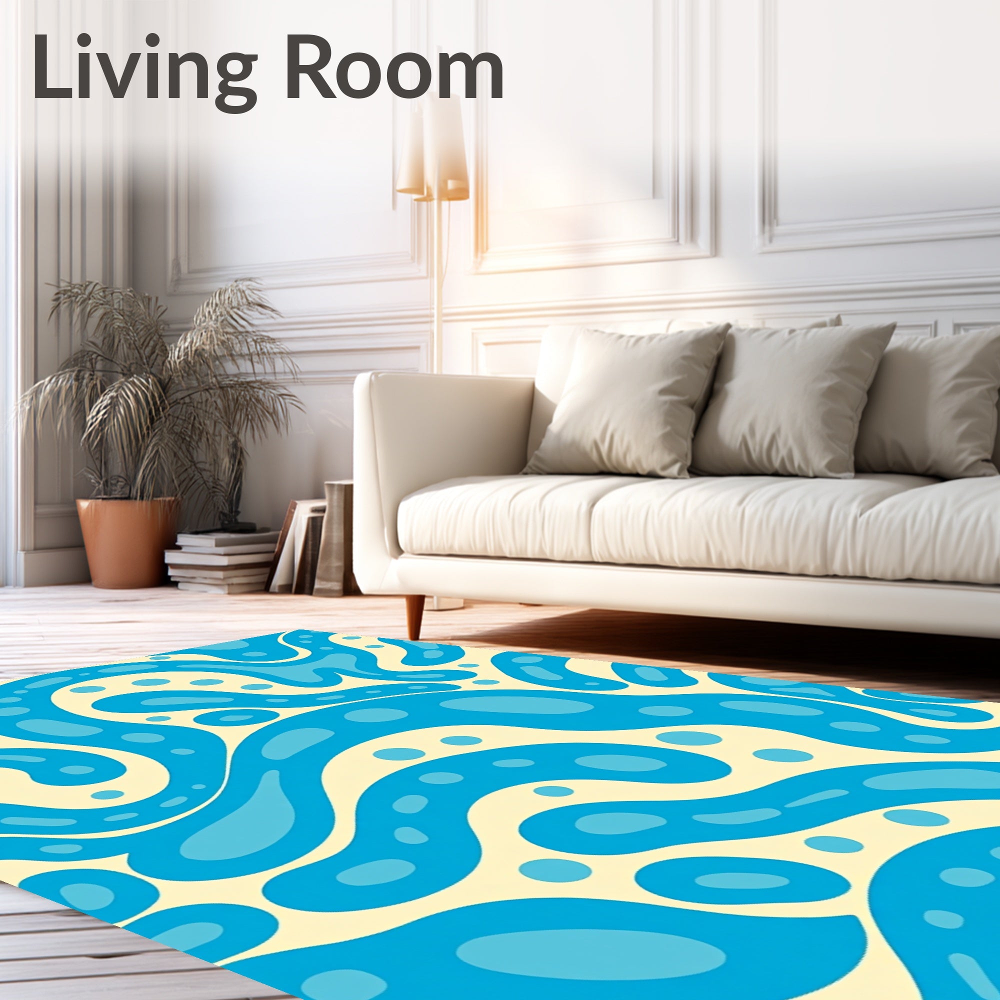 Abstract Blue Fluid Blob Ripples Rug