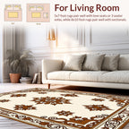 Ornate Floral Bordered Cream Rug