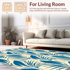 Blue Tropical Leaf Pattern Design Rug