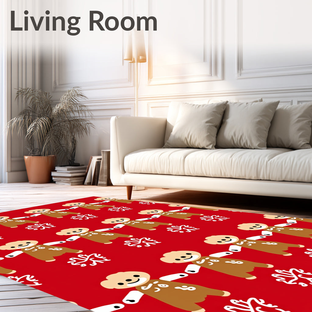 Kawaii Gingerbread Friends Red Rug