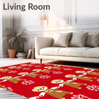 Kawaii Gingerbread Friends Red Rug