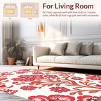 Bold Red Floral Branch Pattern Rug