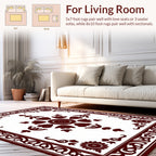 Crimson Floral Medallion Border Pattern Rug