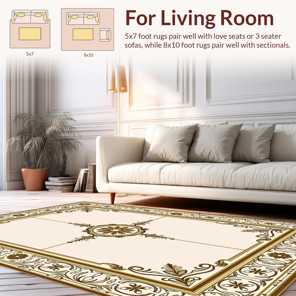 Classic Floral Scroll Frame Rug