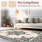 Grey Cream Ornamental Medallion Rug
