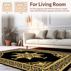 Elegant Gold Ornate Floral Design Rug