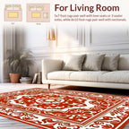 Red Cream Intricate Floral Design Rug