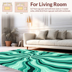 Swirling Teal Waves Pattern Rug