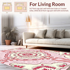 Ornate Floral Medallion Pink Cream Rug