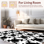 Bold Black Interlocking Geometric Pattern Rug