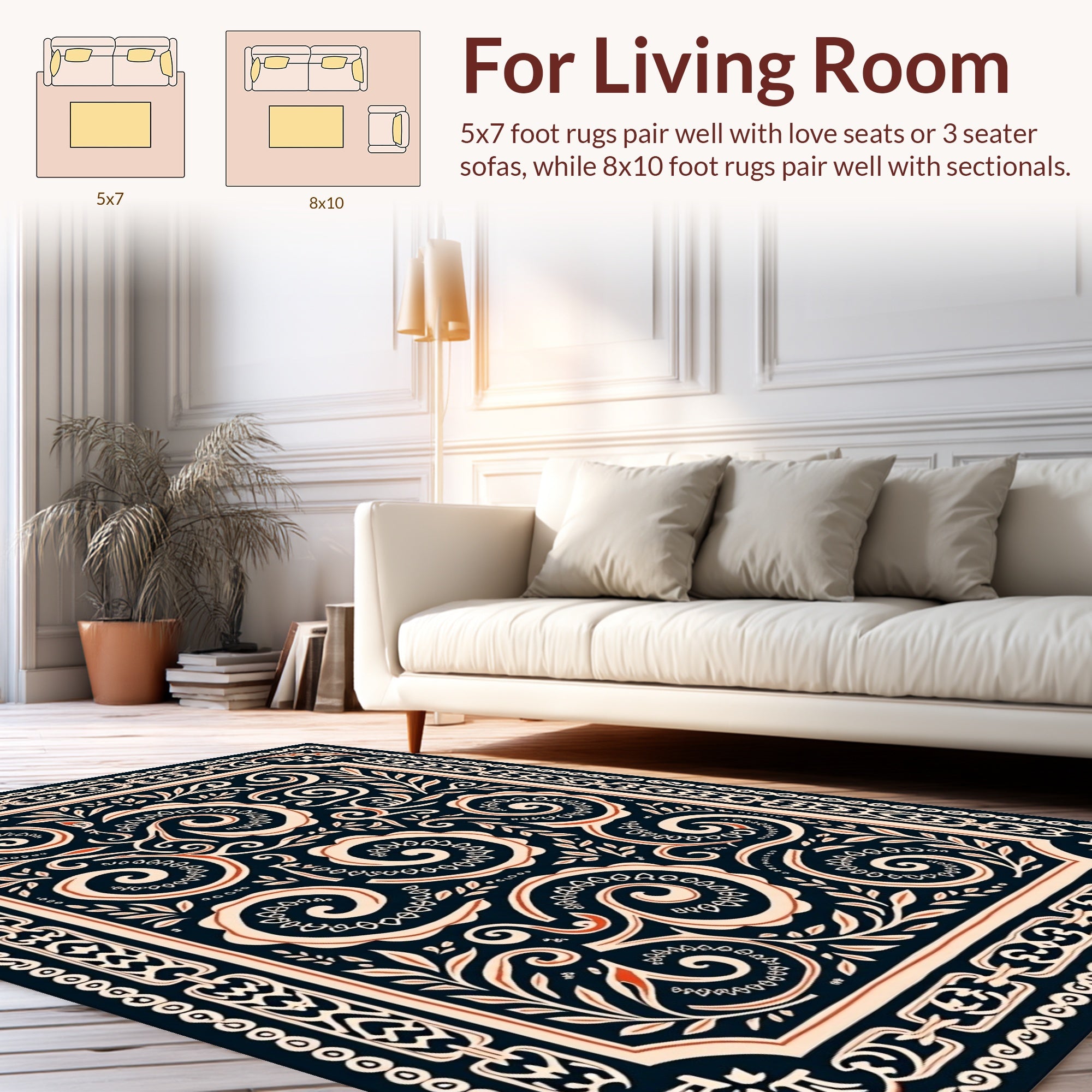 Ornate Swirls And Leafy Scrollwork Rug