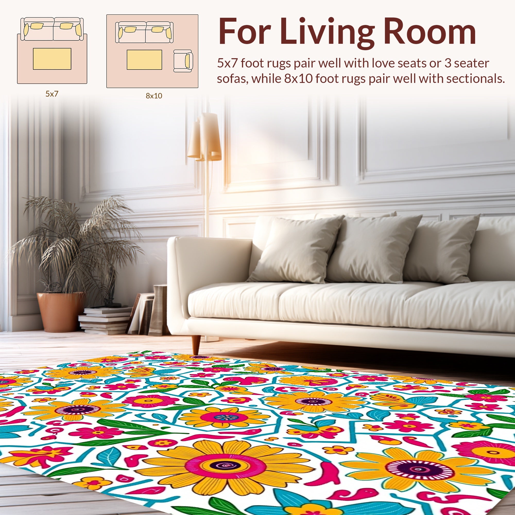 Vibrant Floral Pattern Design Rug
