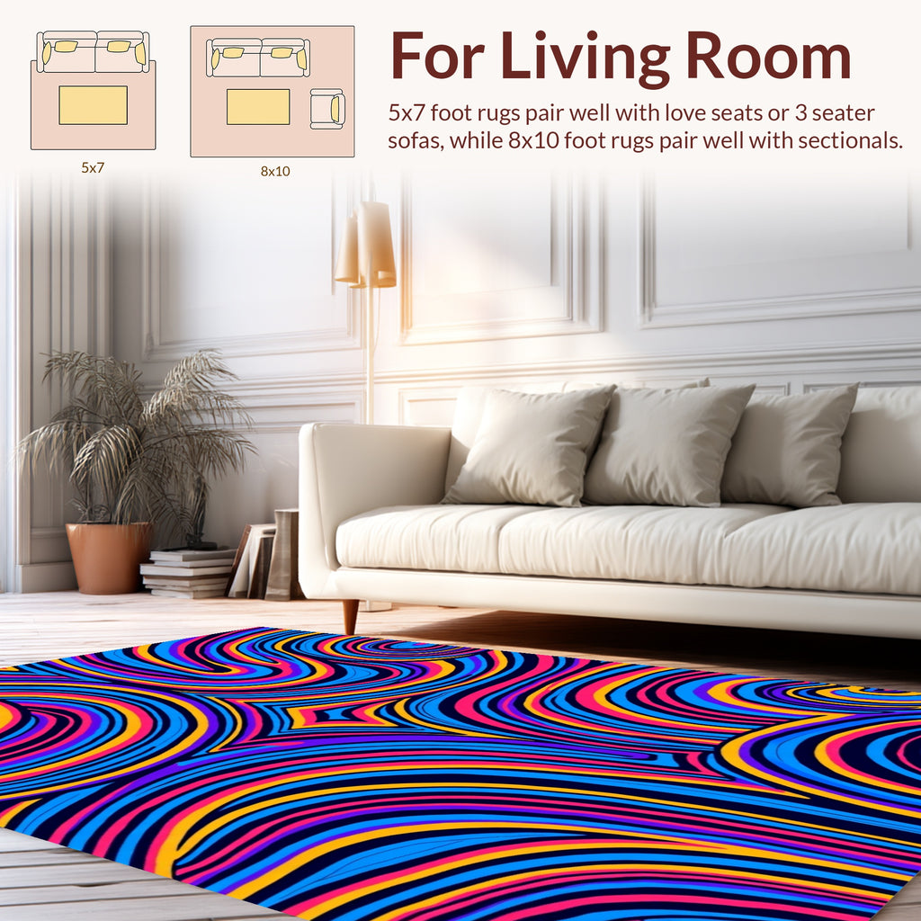 Vibrant Swirling Stripe Pattern Design Rug