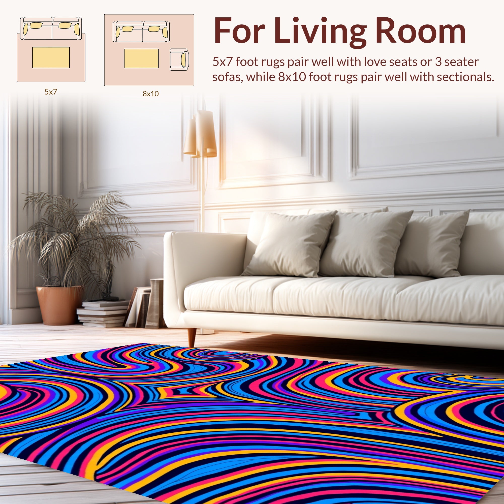 Vibrant Swirling Stripe Pattern Design Rug