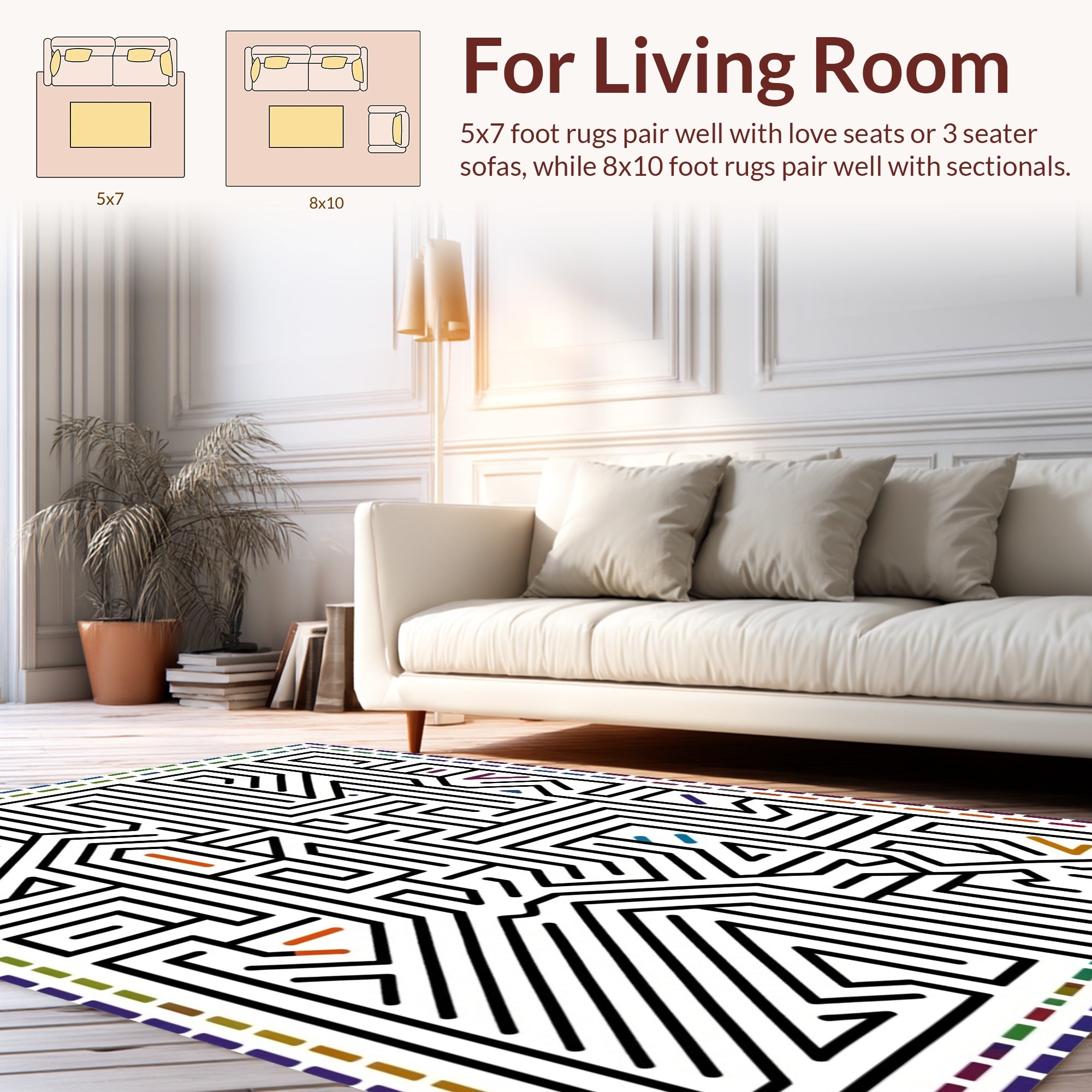 Abstract Geometric Maze Design Rug