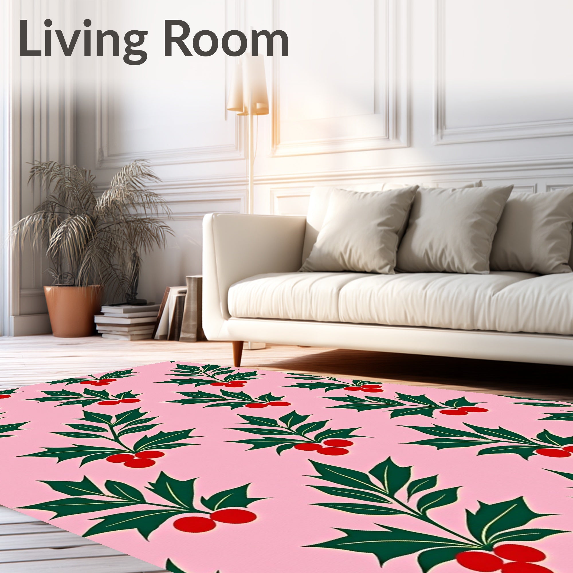 Pink Holly Berry Foliage Rug