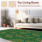 Emerald Green Feather Pattern Rug