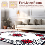 Red Floral Swirl Border Design Rug