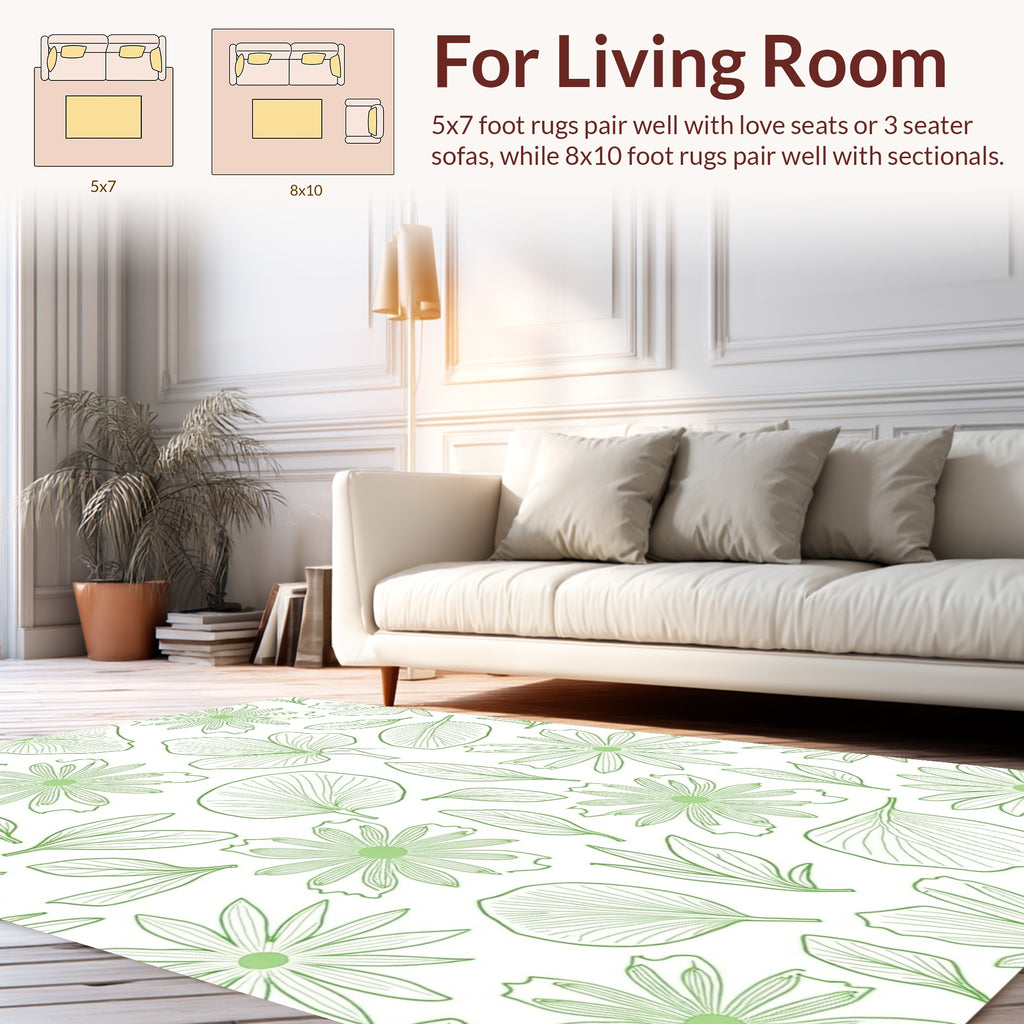 Simple Line Art Floral Pattern Rug
