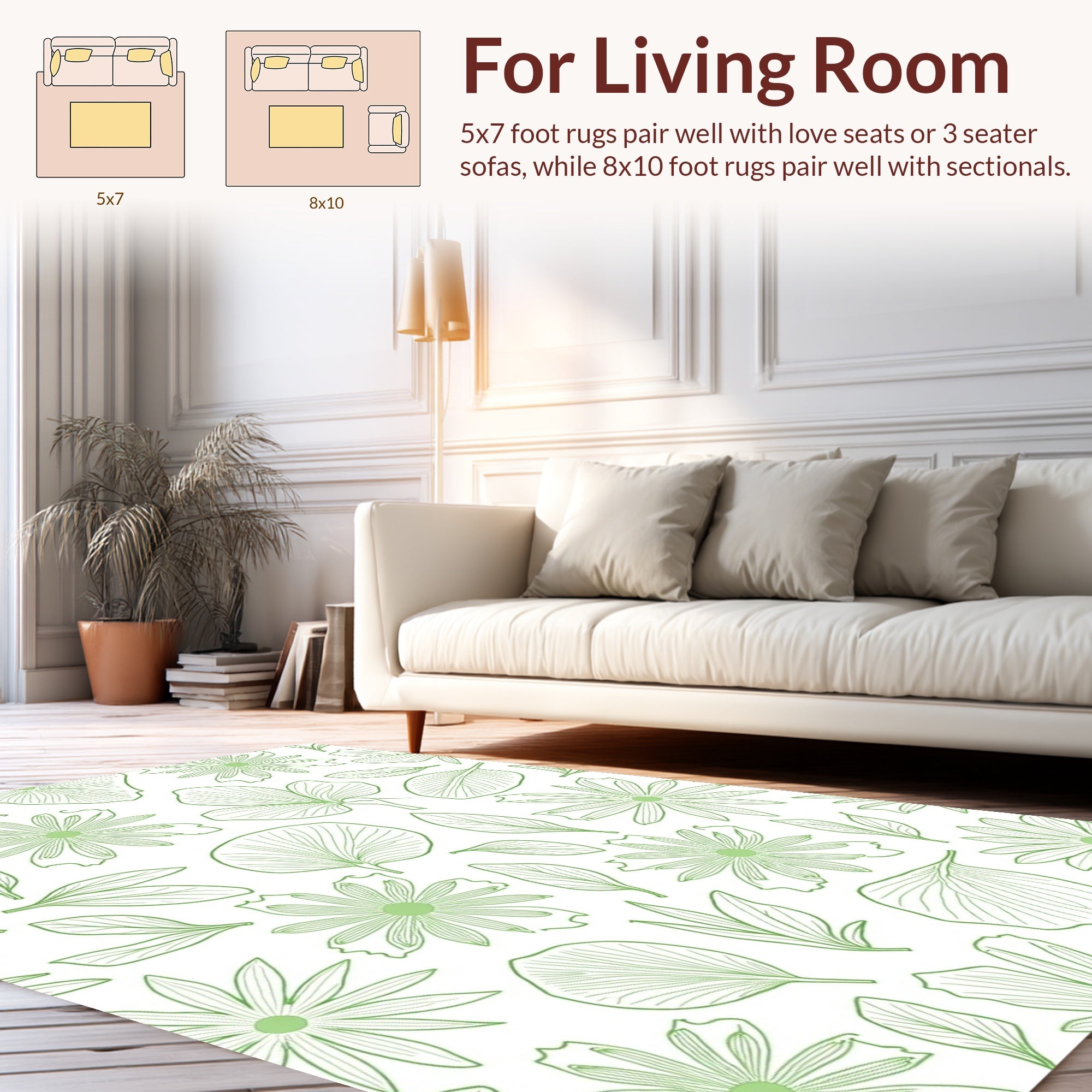 Simple Line Art Floral Pattern Rug