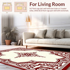 Ornate Red Cream Floral Design Rug