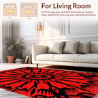 Bold Red Radial Geometric Art Rug